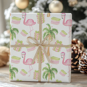 Papier Cadeau Flamingo Rose Aquarelle Noël Plage