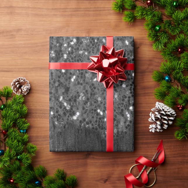 Papier Cadeau Flamme blanc noir brille bois rustique (Cadeau de vacances)