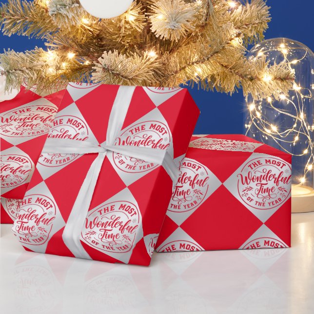 Papier Cadeau Flamme rouge argent Noël dit élégant (Vacances)