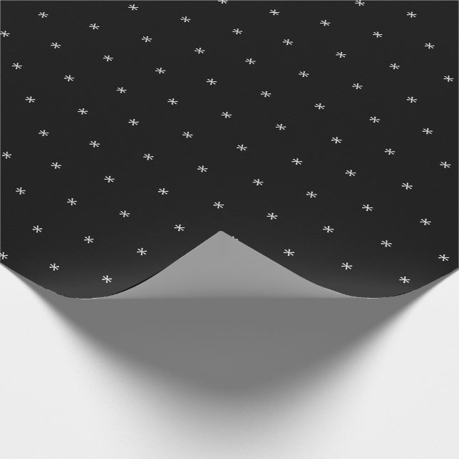 Papier Cadeau Flammes de neige blanches, noires Vacances d'hiver (Coin)