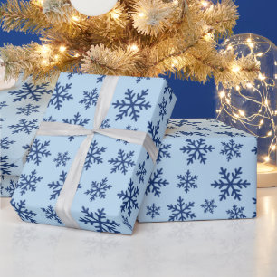 Papier Cadeau Flammes de neige bleues Anniversaire hivernal Prés