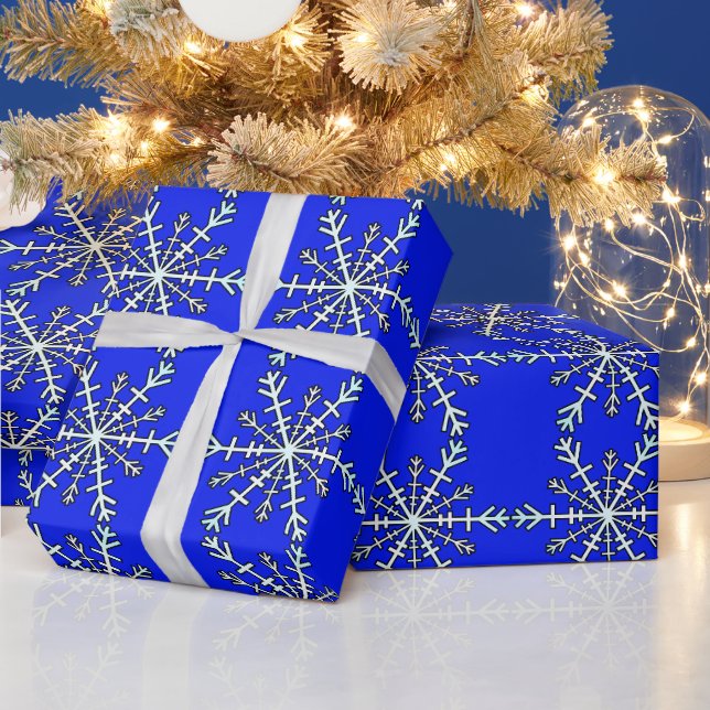 Papier Cadeau Flammes de neige de glace bleue Noël (Vacances)