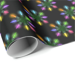 Papier Cadeau Flammes de neige légères de Noël en noir