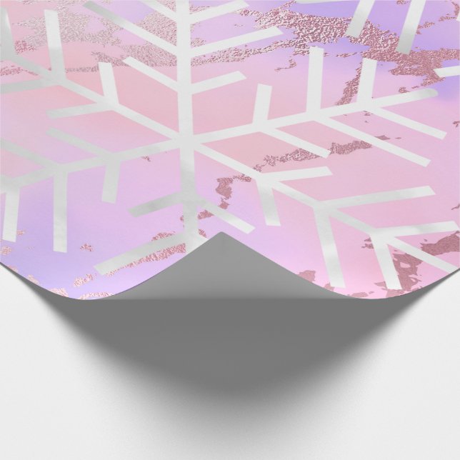 Papier Cadeau Flammes de neige Noël Marbre rose bleu Pic (Coin)