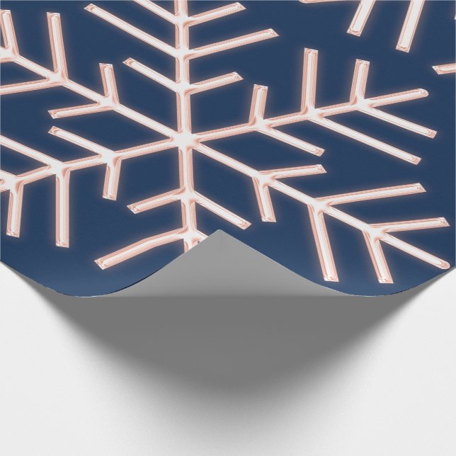 Papier Cadeau Flammes de neige Noël Vacances Rose Bleu Marine (Coin)