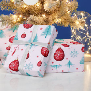 Papier Cadeau Flammes de neige Reindeer Ornements Noël blanc
