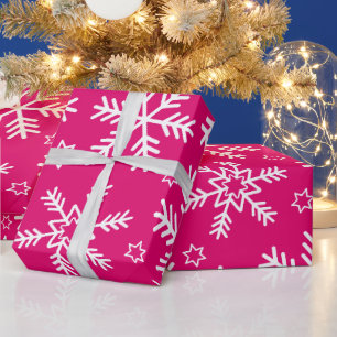 Papier Cadeau Flammes de neige roses et blanches
