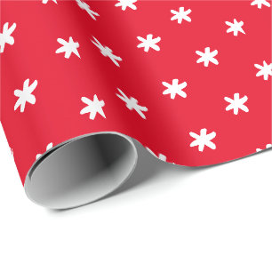 Papier Cadeau Flammes de neige rouge Noël Fêtes d'hiver