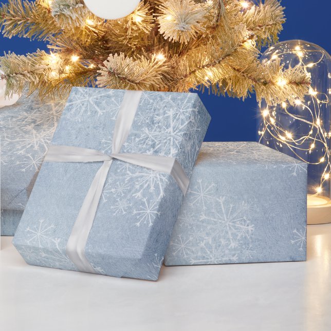 Papier Cadeau Flammes De Neige Sur Icy Blue (Vacances)