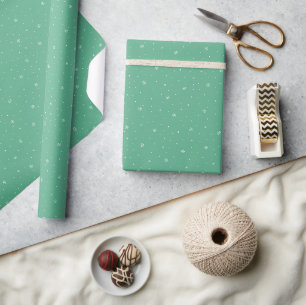 Papier Cadeau Flammes de neige Whimsical Retro Noël Motif Vert