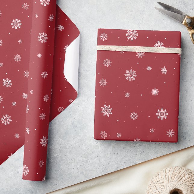 Papier Cadeau Flammes rouges (Snowflakes Red Holiday Wrapping Paper
)