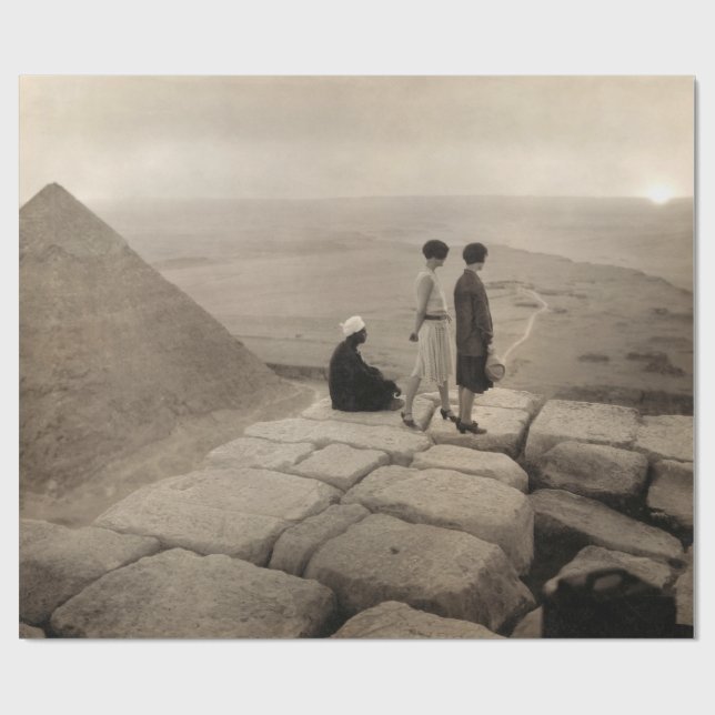 Papier Cadeau Flapper Girls Sunrise Khufu Pyramid, Égypte 1920 (Plat)
