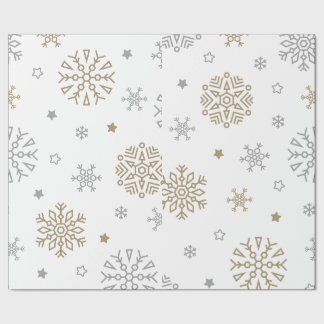 Papier Cadeau Fléau de neige en or et en argent