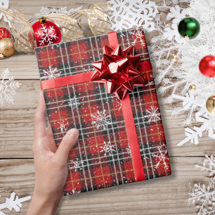 Papier Cadeau Fléau de neige plaquée hiver rouge noir