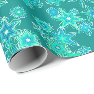 Papier Cadeau Fléaux de neige géométriques modernes, turquois