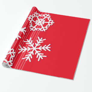 Papier Cadeau Flèche de neige blanche et rouge moderne de Noël