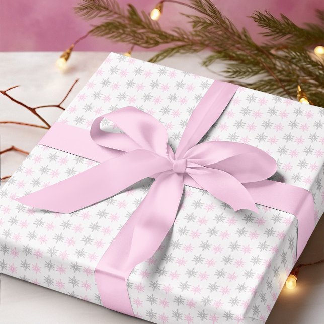 Papier Cadeau Flèche de neige rose gris (Créateur téléchargé)