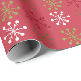 Papier Cadeau Flèche de neige rouge blanc vert avec appui rouge