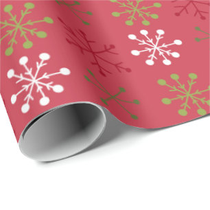 Papier Cadeau Flèche de neige rouge blanc vert avec appui rouge