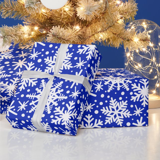 Papier Cadeau Flèches blanches sur bleu (Vacances)