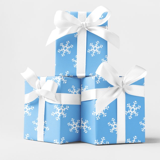 Papier Cadeau Flèches bleues et blanches (Blue and White Snowflakes Wrapping Paper)