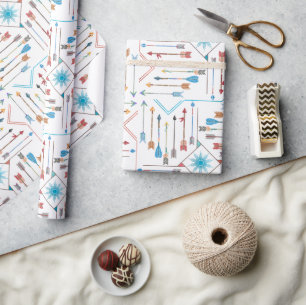 Papier Cadeau Flèches Boho et Sun V11 White ID748