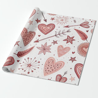 Papier Cadeau Flèches Coeurs Doddle Rose Valentine