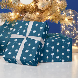 Papier Cadeau Flèches de neige bleu turquoise blanc neige motif