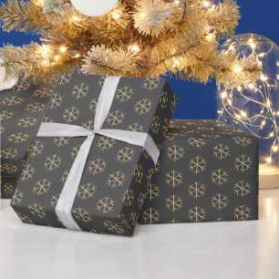 Papier Cadeau Flèches de neige en or gris charbon de Noël élégan