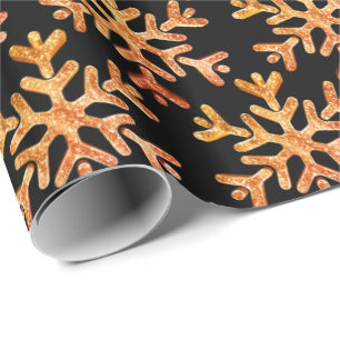 Papier Cadeau Flèches de Noël modernes en noir et orange