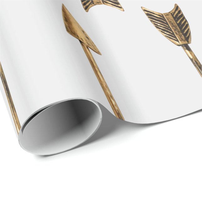 Papier Cadeau Flèches d'or de regard en métal (Coin rond)