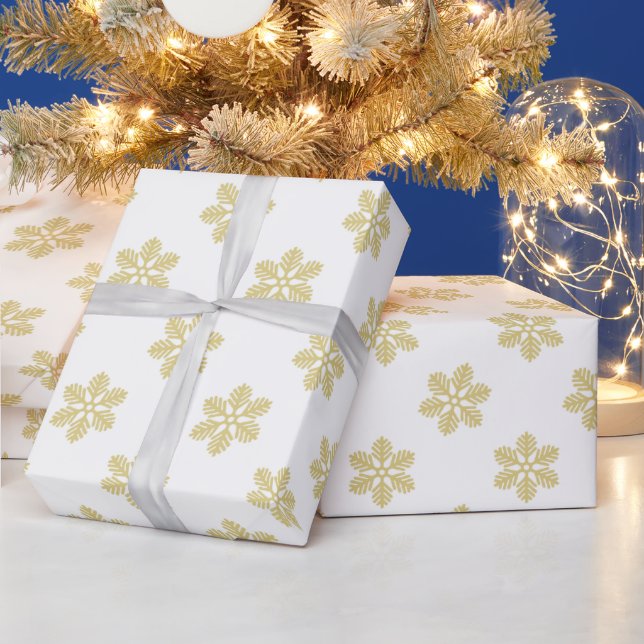Papier Cadeau Flèches modernes | Or et blanc (Vacances)