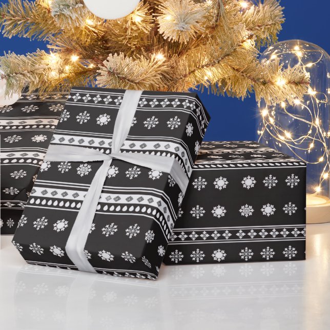Papier Cadeau Flèches noires et blanches Noël moderne (Vacances)
