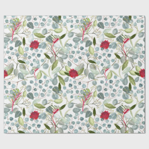 Papier Cadeau Fleur australienne Kangaroo paws Eucalyptus feuill