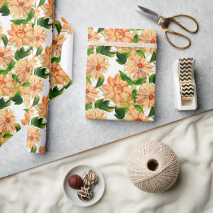 Papier Cadeau Fleur Clematis jaune blanc