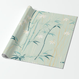 Papier Cadeau Fleur de bambou sereine asiatique (9)