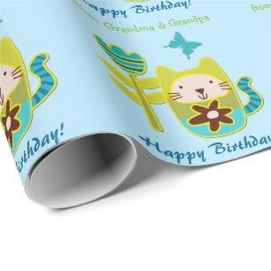 Papier Cadeau Fleur de chat Kitty Anniversaire Petit-enfant