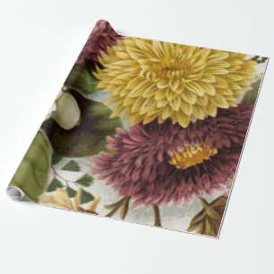 Papier Cadeau Fleur de chrysanthème mère florale