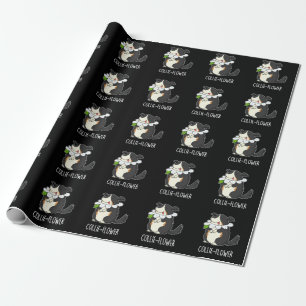 Papier Cadeau Fleur de colle Funny Bordure Collie Chien Pun Dark