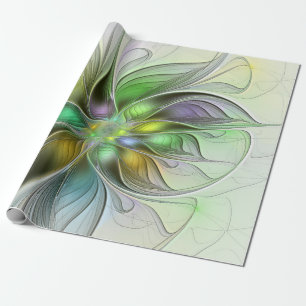 Papier Cadeau Fleur de Fantaisie Abstraite Moderne Fractale Colo