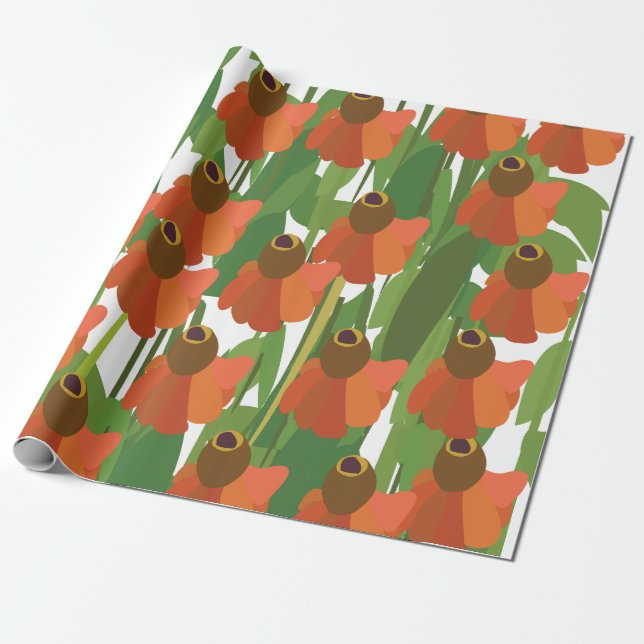 Papier Cadeau Fleur de Helenium Floral (Déroulé)