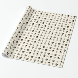 Papier Cadeau Fleur de Lis noir et blanc