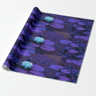 Papier Cadeau Fleur de Lotus Blue Turquoise Floral Pond Zen