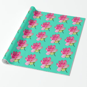 Papier Cadeau Fleur de lotus d'art fin en aquarelle rose