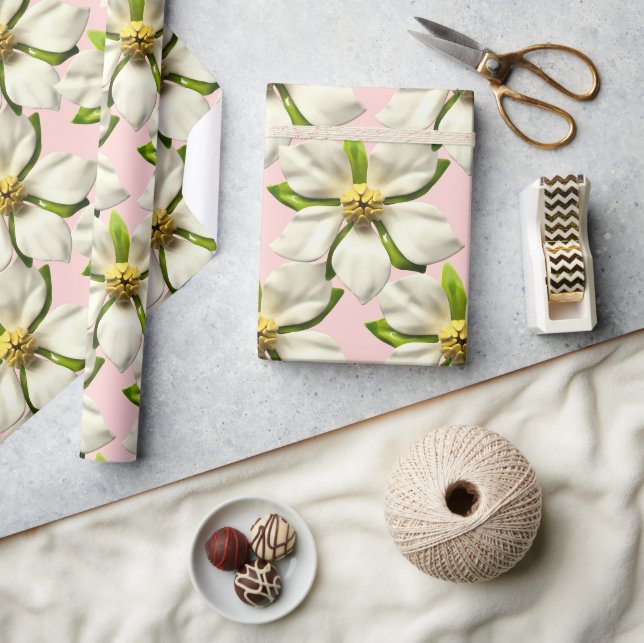 Papier Cadeau Fleur de Magnolia Tropical en Fleur Mariage de Pri (Artisanat)