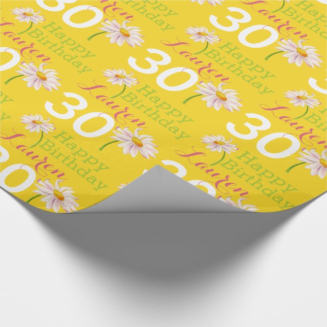 Papier Cadeau Fleur de marguerite de 30e anniversaire portant un (Coin)