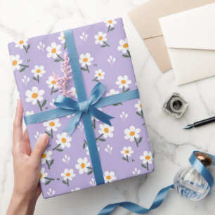 Papier Cadeau Fleur de marguerite violette Motif botanique migno