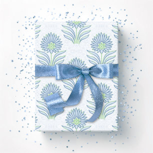 Papier Cadeau Fleur de Mughal en ardoise et vert