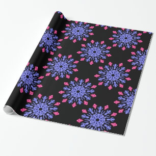 Papier Cadeau Fleur de néon bleu et rouge