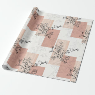 Papier Cadeau Fleur de oiseau vintage Toile Rayure (6)